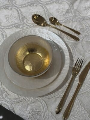 סט צלחות פנינה זהב