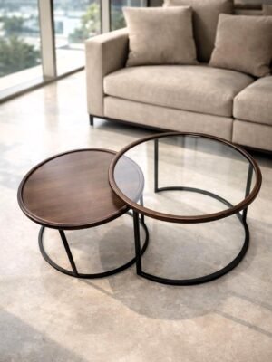 שולחנות סלון בשילוב זכוכית